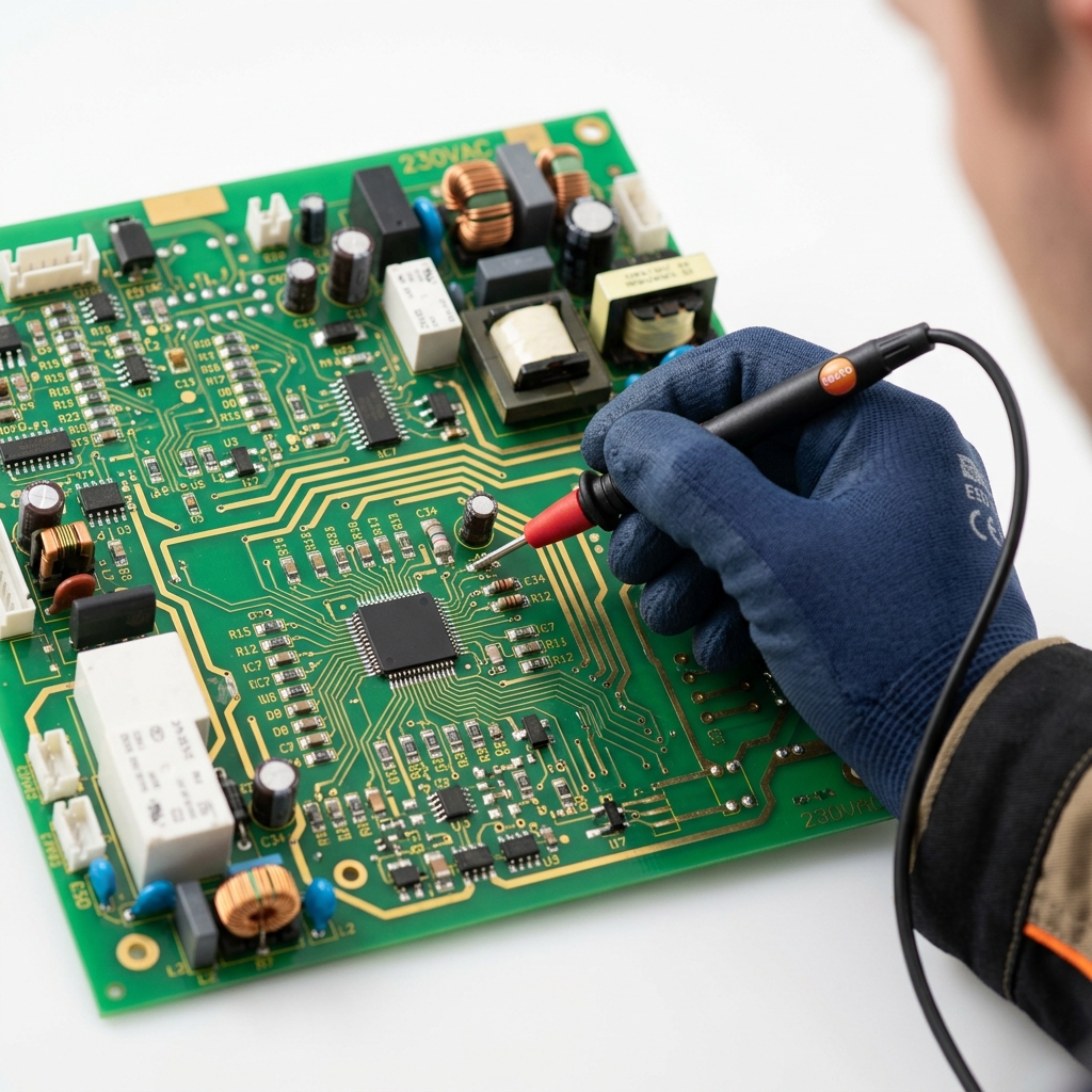 Diagnóstico electrónico de placa de caldera con multímetro